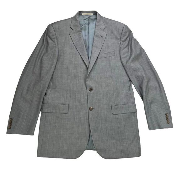 Burberry London Men's Sport Coat Gray Windowpane Blazer 42 Long Jacket READ - Picture 6 of 15
